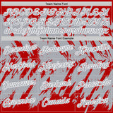 Custom Red Gray-White Torn Sharp Brush Stroke Splatter Performance T-Shirt