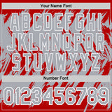 Custom Red Gray-White Torn Sharp Brush Stroke Splatter Performance T-Shirt
