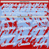 Custom Red Light Blue-White Torn Sharp Brush Stroke Splatter Performance T-Shirt