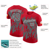 Custom Red Steel Gray-White Torn Sharp Brush Stroke Splatter Performance T-Shirt