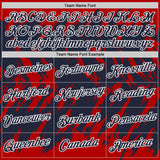 Custom Red Navy-White Torn Sharp Brush Stroke Splatter Performance T-Shirt