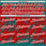 Custom Teal Red-White Torn Sharp Brush Stroke Splatter Performance T-Shirt