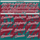Custom Teal Crimson-White Torn Sharp Brush Stroke Splatter Performance T-Shirt