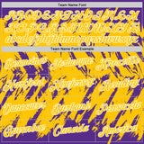 Custom Purple Yellow-White Torn Sharp Brush Stroke Splatter Performance T-Shirt