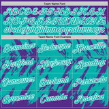Custom Purple Aqua-White Torn Sharp Brush Stroke Splatter Performance T-Shirt