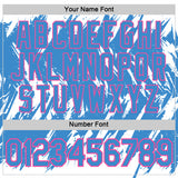 Custom White Powder Blue-Pink Torn Sharp Brush Stroke Splatter Performance T-Shirt