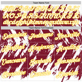 Custom White Crimson-Yellow Torn Sharp Brush Stroke Splatter Performance T-Shirt