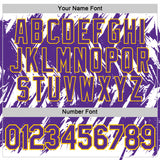 Custom White Purple-Yellow Torn Sharp Brush Stroke Splatter Performance T-Shirt