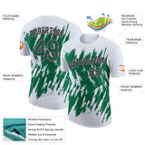 Custom White Kelly Green-Pink Torn Sharp Brush Stroke Splatter Performance T-Shirt