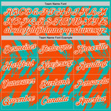 Custom Aqua Orange-White Torn Sharp Brush Stroke Splatter Performance T-Shirt