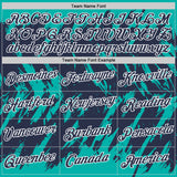 Custom Aqua Navy-White Torn Sharp Brush Stroke Splatter Performance T-Shirt