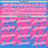 Custom Powder Blue Pink-White Torn Sharp Brush Stroke Splatter Performance T-Shirt