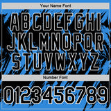 Custom Powder Blue Black-White Torn Sharp Brush Stroke Splatter Performance T-Shirt