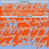 Custom Light Blue Orange-White Torn Sharp Brush Stroke Splatter Performance T-Shirt