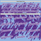 Custom Light Blue Purple-White Torn Sharp Brush Stroke Splatter Performance T-Shirt
