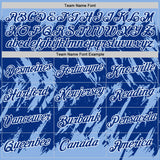 Custom Light Blue Royal-White Torn Sharp Brush Stroke Splatter Performance T-Shirt