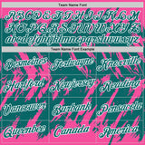 Custom Pink Teal-White Torn Sharp Brush Stroke Splatter Performance T-Shirt