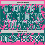 Custom Pink Teal-White Torn Sharp Brush Stroke Splatter Performance T-Shirt