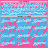 Custom Pink Sky Blue-White Torn Sharp Brush Stroke Splatter Performance T-Shirt