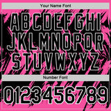 Custom Pink Black-White Torn Sharp Brush Stroke Splatter Performance T-Shirt