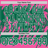 Custom Pink Kelly Green-White Torn Sharp Brush Stroke Splatter Performance T-Shirt