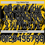 Custom Yellow Black-White Torn Sharp Brush Stroke Splatter Performance T-Shirt