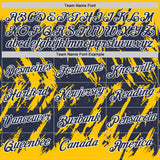 Custom Yellow Navy-White Torn Sharp Brush Stroke Splatter Performance T-Shirt