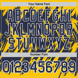 Custom Yellow Navy-White Torn Sharp Brush Stroke Splatter Performance T-Shirt
