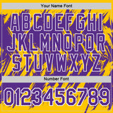 Custom Yellow Purple-White Torn Sharp Brush Stroke Splatter Performance T-Shirt