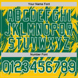 Custom Yellow Kelly Green-White Torn Sharp Brush Stroke Splatter Performance T-Shirt