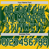 Custom Yellow Green-White Torn Sharp Brush Stroke Splatter Performance T-Shirt