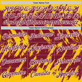 Custom Yellow Crimson-White Torn Sharp Brush Stroke Splatter Performance T-Shirt