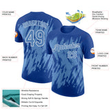 Custom Royal Light Blue-White Torn Sharp Brush Stroke Splatter Performance T-Shirt