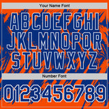 Custom Orange Royal-White Torn Sharp Brush Stroke Splatter Performance T-Shirt