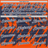 Custom Orange Navy-White Torn Sharp Brush Stroke Splatter Performance T-Shirt
