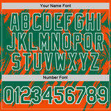 Custom Orange Kelly Green-White Torn Sharp Brush Stroke Splatter Performance T-Shirt