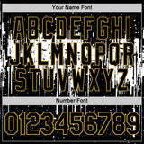 Custom Black White-Old Gold Dripping Splatter Paint Performance T-Shirt