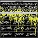 Custom Black Neon Yellow-White Dripping Splatter Paint Performance T-Shirt