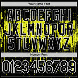 Custom Black Neon Yellow-White Dripping Splatter Paint Performance T-Shirt
