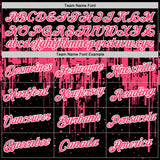 Custom Black Neon Pink-White Dripping Splatter Paint Performance T-Shirt