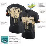 Custom Black Vegas Gold-White Dripping Splatter Paint Performance T-Shirt