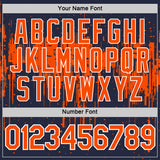 Custom Navy Orange-White Dripping Splatter Paint Performance T-Shirt