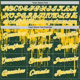 Custom Green Yellow-White Dripping Splatter Paint Performance T-Shirt