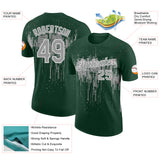 Custom Green Gray-White Dripping Splatter Paint Performance T-Shirt