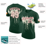 Custom Green Cream-Crimson Dripping Splatter Paint Performance T-Shirt