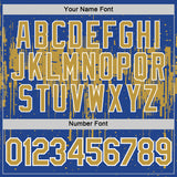 Custom Royal Old Gold-White Dripping Splatter Paint Performance T-Shirt