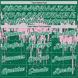 Custom Kelly Green Light Pink-White Dripping Splatter Paint Performance T-Shirt