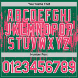 Custom Kelly Green Neon Pink-White Dripping Splatter Paint Performance T-Shirt