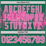 Custom Kelly Green Pink-White Dripping Splatter Paint Performance T-Shirt