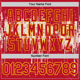 Custom Red Cream-Yellow Dripping Splatter Paint Performance T-Shirt